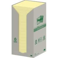 Notes Post-it Recyclées 76 x 76 mm Jaune canari 16 Blocs de 100 Feuilles