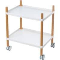 Paperflow Rechteckiger Trolley mit weisser Polypropylenplatte und buchefarbenem Rahmen 500 x 360 x 550 mm