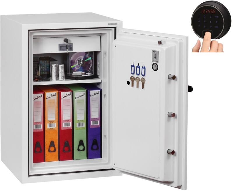 Coffre-fort Phoenix Fire Fighter FS0442F Serrure à empreintes digitales Blanc 520 x 520 x 900 mm