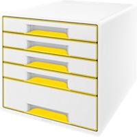Module à tiroirs Leitz WOW Cube Dual 5 tiroirs A4 Blanc, jaune 28,7 x 27 x 36,3 cm
