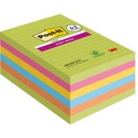 Notes Super Sticky Post-it 101 x 152 mm Assortiment Ligné 6 Blocs de 90 Feuilles Pack économique 4 + 2 GRATUITS