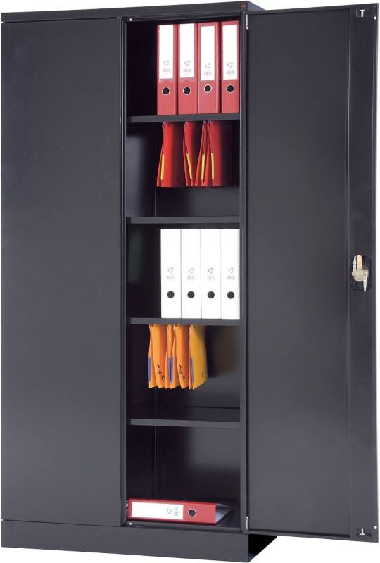 Armoire à portes battantes Viking Realspace Acier 4 Étagères Verrouillable 920 x 420 x 1950 mm Noir