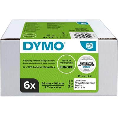 Dymo LW 2093092 / 99014 Authentic Versand-/Namensschildetiketten Selbstklebend Weiss 54 x 101 mm 6 Rollen à 220 Etiketten