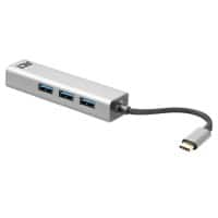 Act AC7055 1 x USB C Stecker auf 3 x USB A, Gigabit Network Port Hub 0,15 m Schwarz, Grau