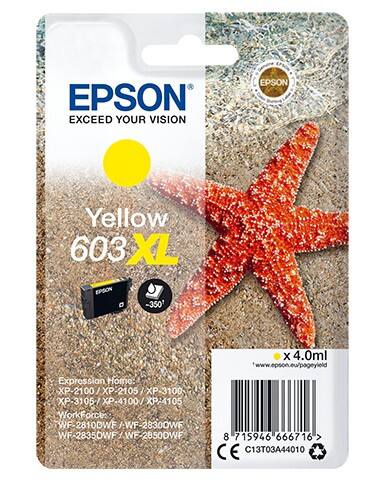Cartouche jet d'encre Epson 603XL D’origine C13T03A44010 Jaune