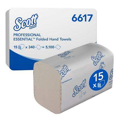 Essuie-mains Scott Essential Recyclé Pliage en Z Blanc 1 épaisseur 6617 15 Unités de 340 Feuilles
