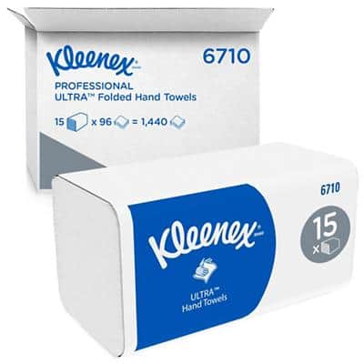 Essuie-mains Kleenex Pliage en V Blanc 3 épaisseurs 6710 15 Unités de 96 Feuilles