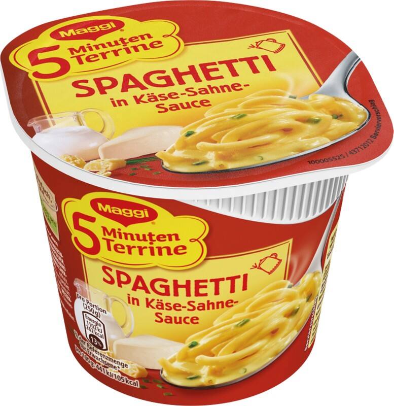 Nestlé Maggi 5 Minuten Terrine Nudeltopf Spaghetti Käse Sahne-Sauce 8 Stück