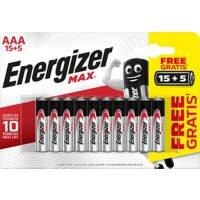 Energizer AAA Alkali-Batterien Max LR03 1,5 V 20 Stück