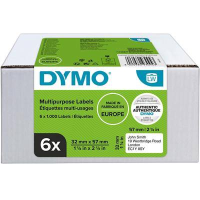 Dymo LW 2093094 Mehrzweck-Etiketten Matte Oberfläche Selbsthaftend 57 (B) x 32 (H) mm 6 Rollen à 1000 Etiketten