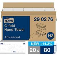 Tork Advanced FSC-zertifiziert, EU Eco label, Recycelt 100% Falthandtücher C-falz Weiss 2-lagig 290276 20 Stück à 80 Blatt