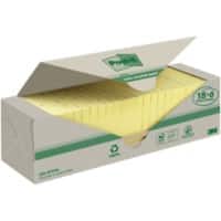 Notes adhésives recyclées Post-it 76 x 76 mm Jaune canari 70 feuilles Pack promo 18 + 6 gratuit