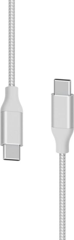 XLayer Ladekabel PREMIUM Metallic USB-C auf USB-C 1,5m (Schnellladung 3A/USB 2.0) Silber