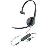 Plantronics Kabelgebundenes Headset Schwarzwire C3215 Kopfbügel 3,5 mm/USB Anschluss mit Geräuschunterdrückung und Mikrofon Schwarz, Rot