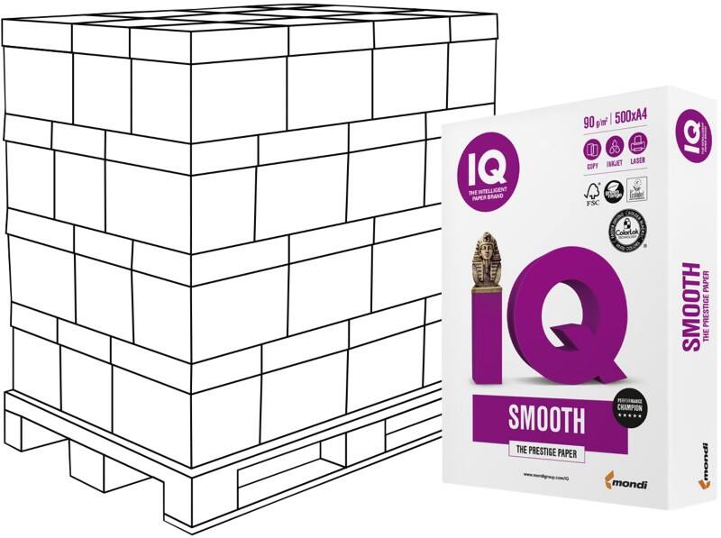 Papier imprimante IQ Selection Smooth A4 80 g/m² Lisse Blanc 240 Paquets de 500 Feuilles