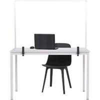 Écran de protection Bi-Office sur table avec pinces 1200 x 900mm Verre trempé Cadre en aluminium Argenté