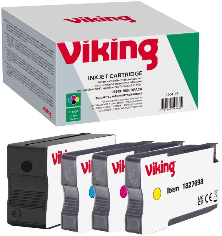 Ink Cartridge Compatible HP 953XL 953XL Ink Cartridge Compatible HP 953XL Viking 3HZ52AE Noir, cyan, magenta et jaune Multipack 4 Unités