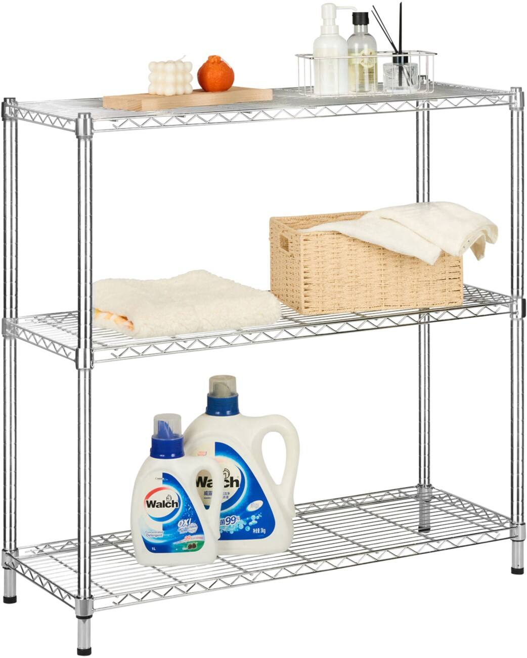 MAMMUT Gitterregal Stahl Chrom 3 Fächer 900 x 350 x 900 mm