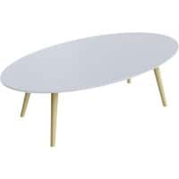 Table d’appoint ovale Paperflow Scandi Plateau blanc, Cadre en hêtre, 4 pieds 1150 x 600 x 350 mm