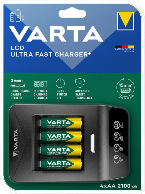 Chargeur de piles VARTA Ultra Fast HR6 2100 mAh Nickel-métal hydrure (NiMH) 12 V 1
