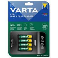 VARTA Batterieladegerät Ultra Fast und 4 wiederaufladbare AA-Batterien