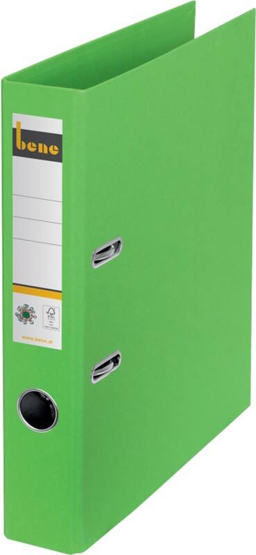 Classeur à levier Bene Étroit No.1 A4 52 mm Vert 2 Anneaux 301600 GN Carton Lisse Portrait Recyclé