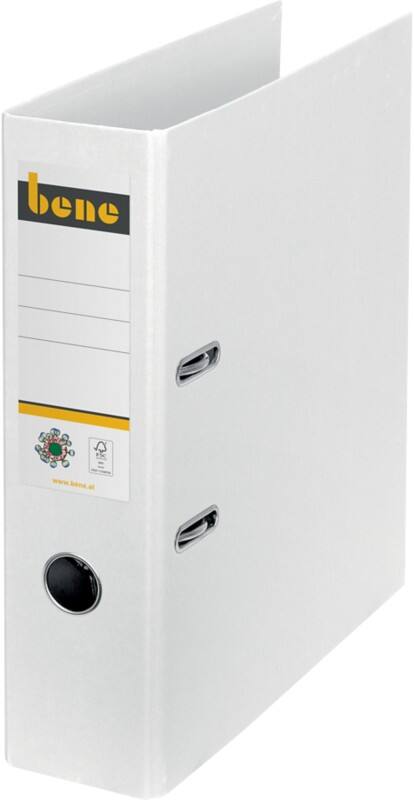 Bene No.1 Ordner Breit A4 80 mm Weiß 2 Ringe 301400WS Pappkarton Glatt Hochformat