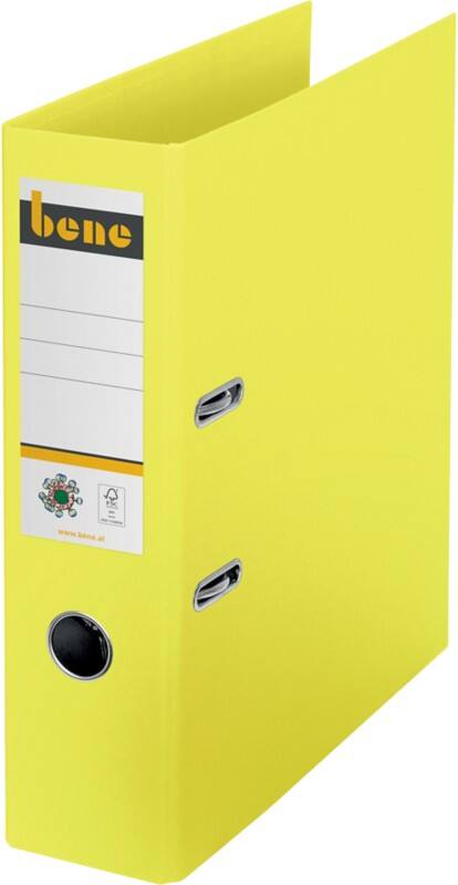 Bene No.1 Ordner Breit A4 80 mm Gelb 2 Ringe 301400GE Pappkarton Glatt Hochformat
