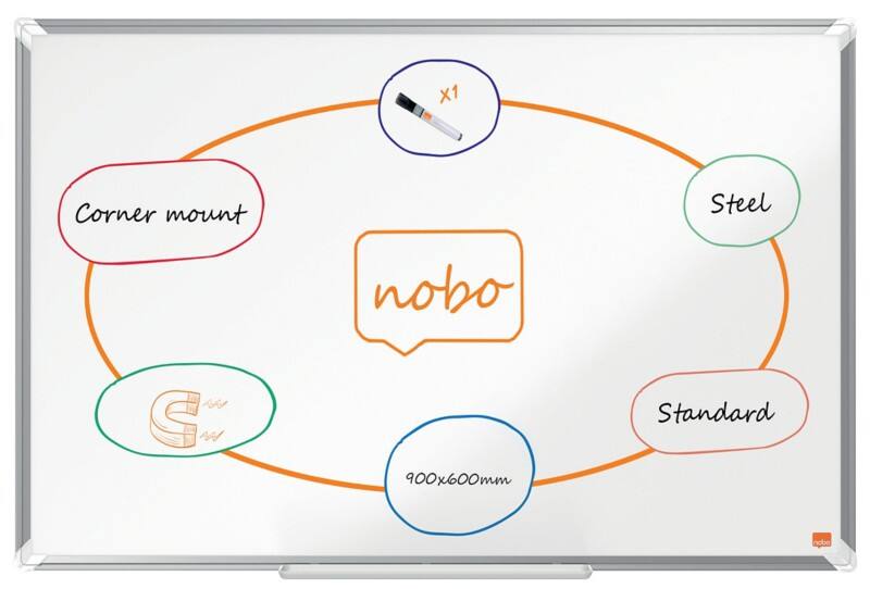 Nobo Premium Plus Whiteboard 1915155 Wandmontiert Magnetisch Lackierter Stahl 90 x 60 cm