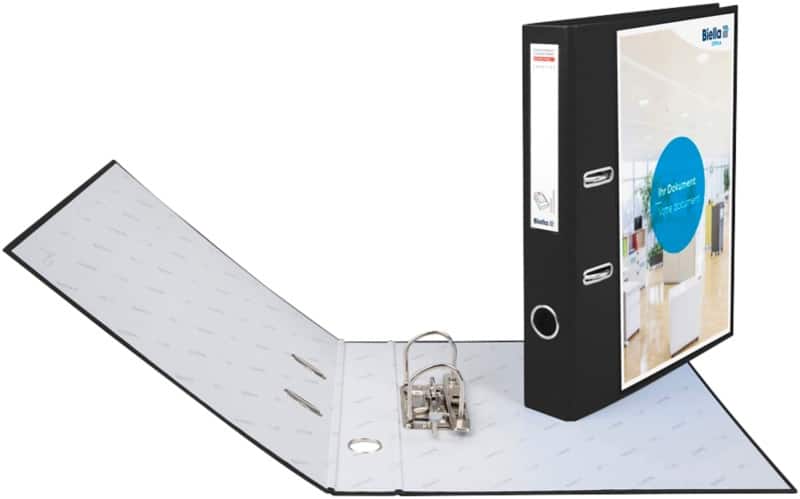 Biella Creative Ordner A4 40 mm Schwarz 2 Ringe 0103424,02 Pappkarton, PP (Polypropylen) Verspiegelt 12 Stück