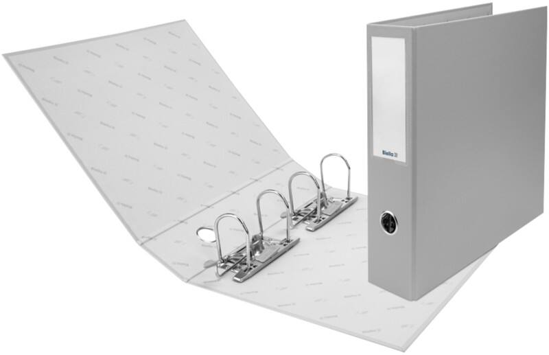 Classeur à levier Biella Large A4 80 mm Gris 2 Anneaux 0120428,00 Carton, PP (Polypropylène) Miroir Paysage 8 Unités