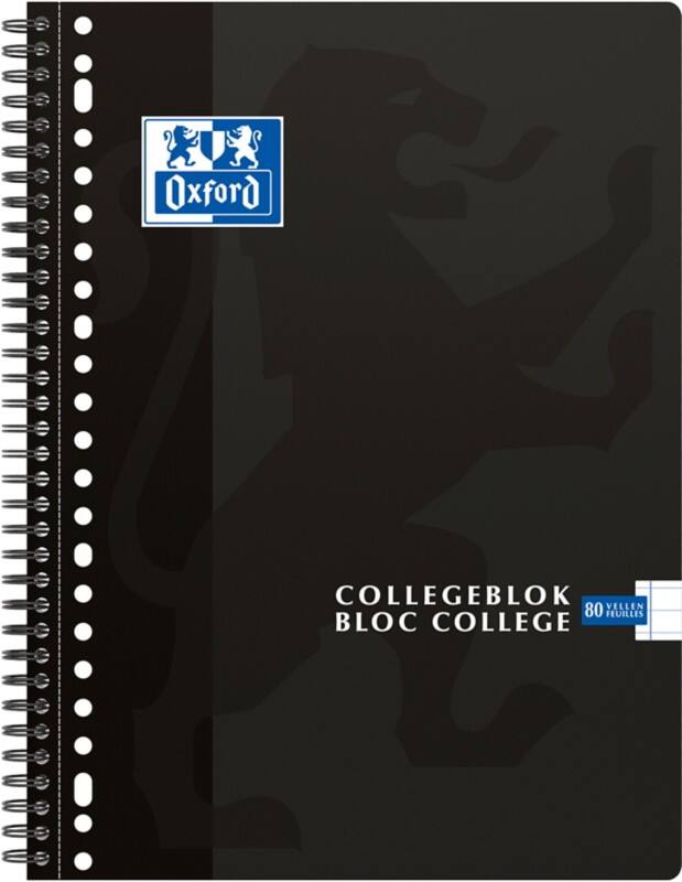 OXFORD Collegeblock Schwarz gerillt Perforiert A4+ 22