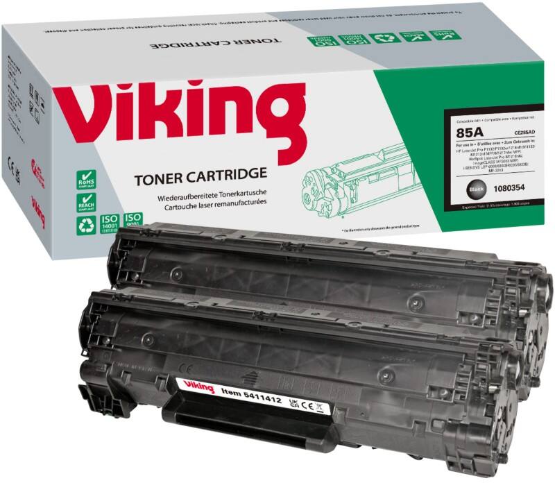 Toner Viking 85A compatible HP 85A CE285AD Noir 2 unités