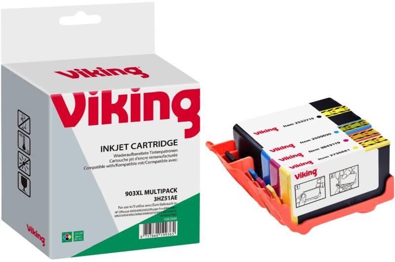 Cartouche jet d'encre Viking 903XL Compatible HP 3HZ51AE Noir, cyan, magenta, jaune Multipack 4 Unités 