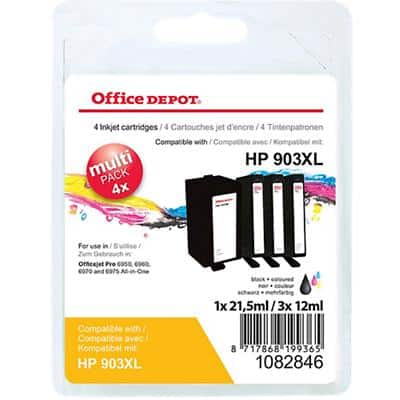 Office Depot Kompatible HP 903XL Tintenpatrone Schwarz und 3 Farben 4 Stück