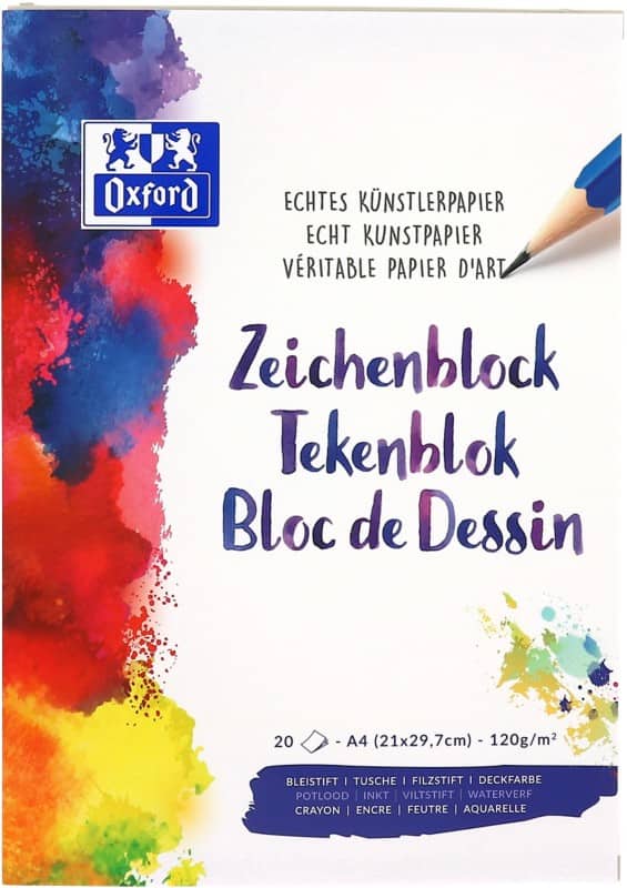 OXFORD Zeichenblock Blanko Perforiert DIN A4 21 x 29,7 cm 40 Blatt