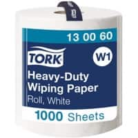 Papier d'essuyage ultra-résistant blanc Tork W1, rouleau, 1 x 1 000 feuilles, 130060