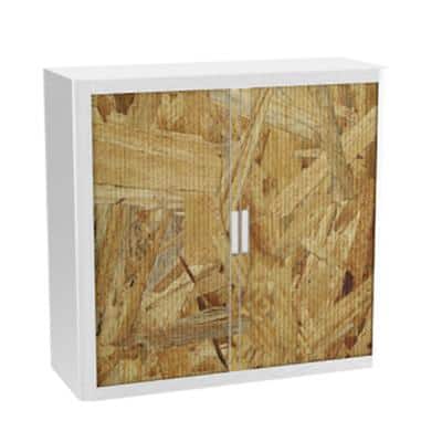 Armoire basse à rideaux Paperflow Copeaux de bois Brun, blanc 1100 x 415 x 1040 mm
