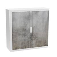 Armoire basse à rideaux Paperflow Fissurée Gris, blanc 1100 x 415 x 1040 mm