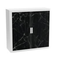 Armoire basse à rideaux Paperflow Marbre noir Noir, blanc 1100 x 415 x 1040 mm