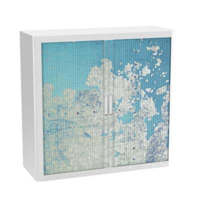 Armoire basse à rideaux Paperflow Continent Bleu, blanc 1100 x 415 x 1040 mm