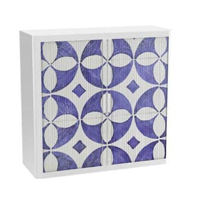 Armoire à rideau Paperflow Faience Bleu, blanc 1100 x 415 x 1040 mm