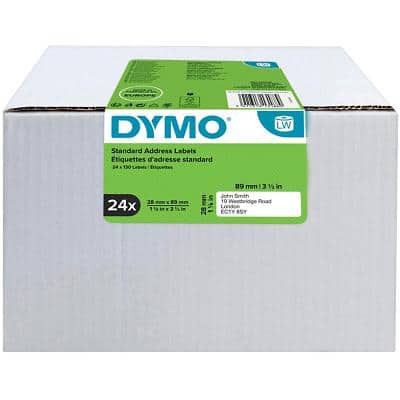 Dymo LW S0722360 / 99010 Authentic Adressetiketten Selbstklebend Weiss 28 x 89 mm 24 Rollen à 130 Etiketten