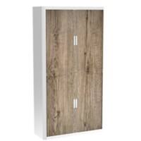 Armoire basse à rideaux Paperflow Bois clair Brun, blanc 1100 x 415 x 2040 mm