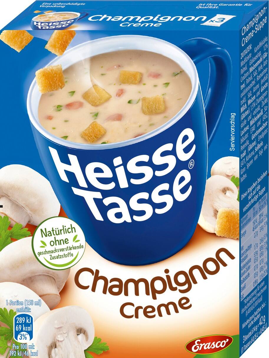 Soupe Heisse Tasse Crème aux champignons 3 Unités
