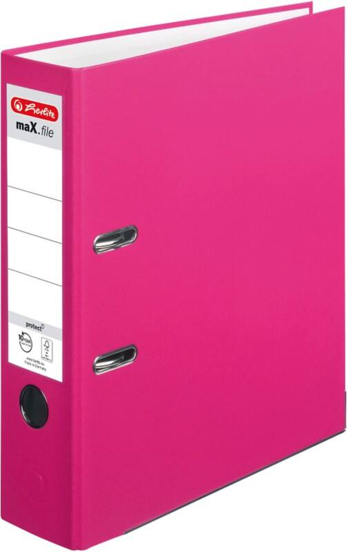 herlitz maX.file protect Ordner Breit A4 80 mm Rosa 2 Ringe 11053683 Kunststoff Texturiert Hochformat