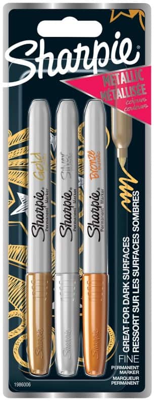 Marqueur permanent Sharpie Fin Ogive Assortiment Non rechargeable 3 Unités