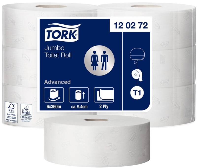 Papier toilette Tork T1 Advanced 2 épaisseurs 120272 6 Rouleaux de 1 800 Feuilles