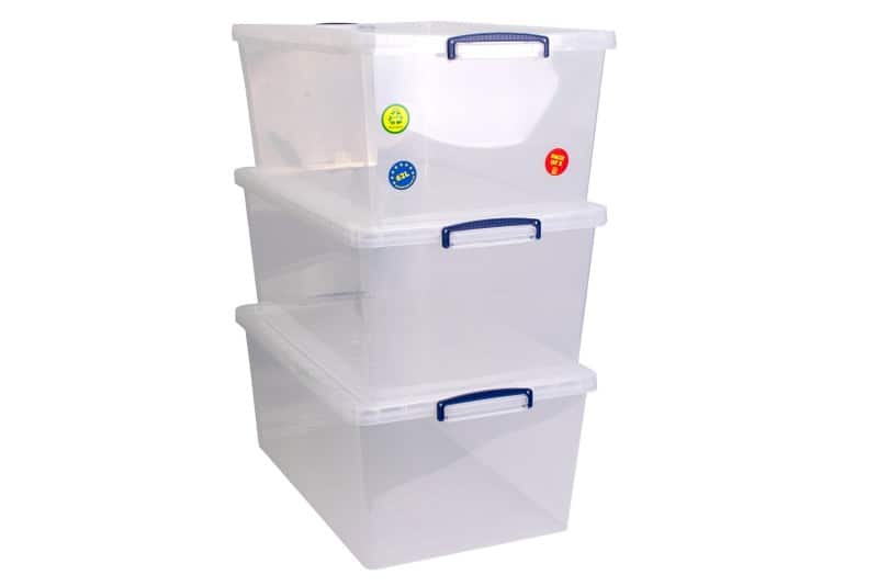 Really Useful Box Kunststoff Archivbox 62 L Transparent 44 x 68,5 x 28,7 cm 3 Stück