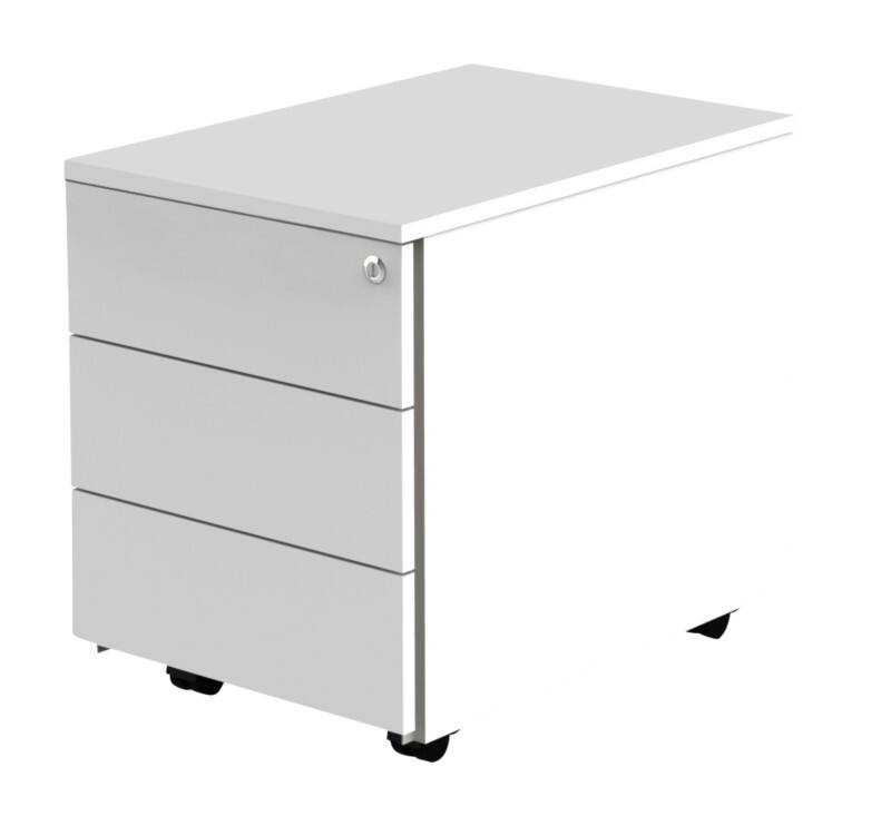 Kerkmann Holz Rollcontainer 3 Schübe Abschließbar 430 x 600 x 540 mm Weiss